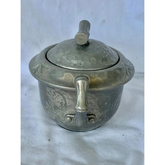 Mid 20th Century Vintage Faux Bamboo Aluminum Sugar Container For Sale - Image 5 of 11