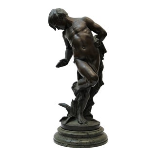 Bronze Sculpture by Wilhelm Rosch " Knabe in Gafahr III " Boy in Danger For Sale