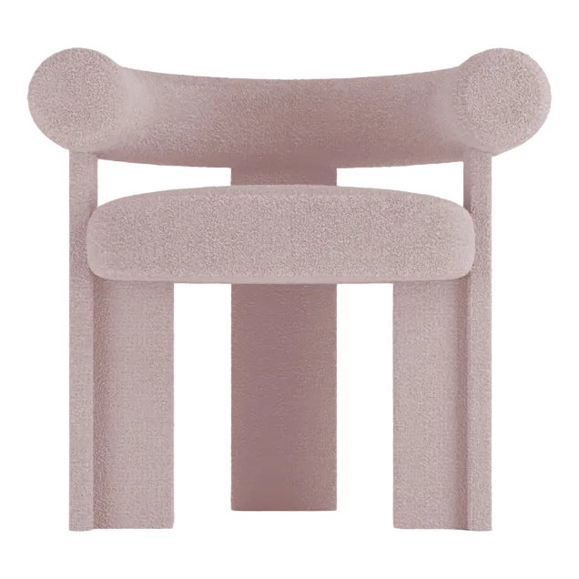 Collector Modern Cassette Chair Fully Upholstered in Bouclé Pink Fabric by Alter Ego For Sale