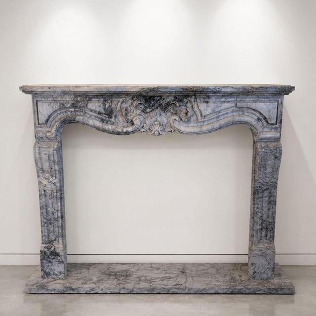 Contemporary Antique French Fireplace in Bardiglio Imperiale Marble, 1800s For Sale - Image 3 of 12