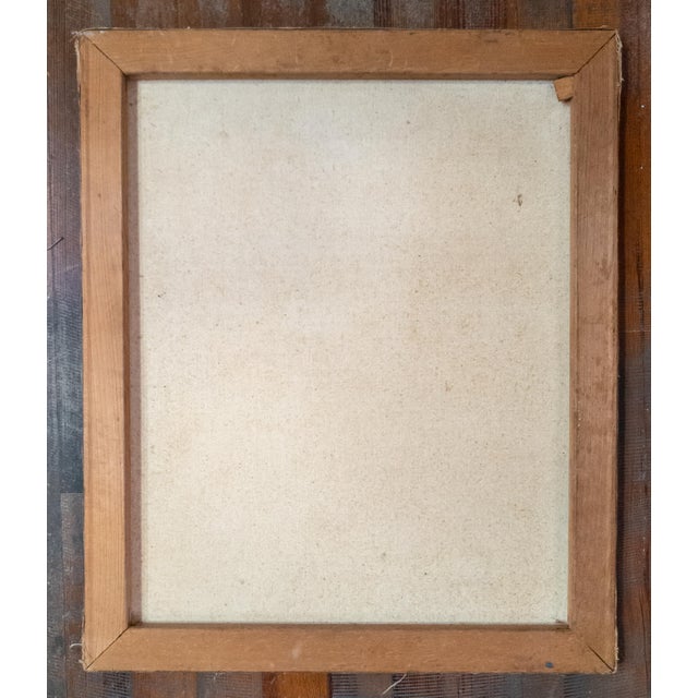 Textile Mid-Century Modern Abstract Surrealist Landscape Painting, Signed For Sale - Image 7 of 7