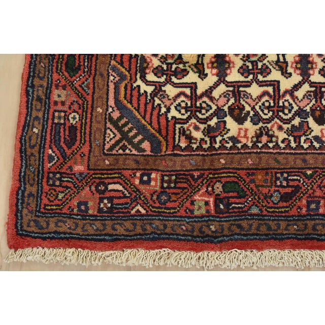 Textile Hamedan Rug 2’7” X 4’2” Ivory Wool Vintage Tribal Hand-Knotted Carpet For Sale - Image 7 of 10