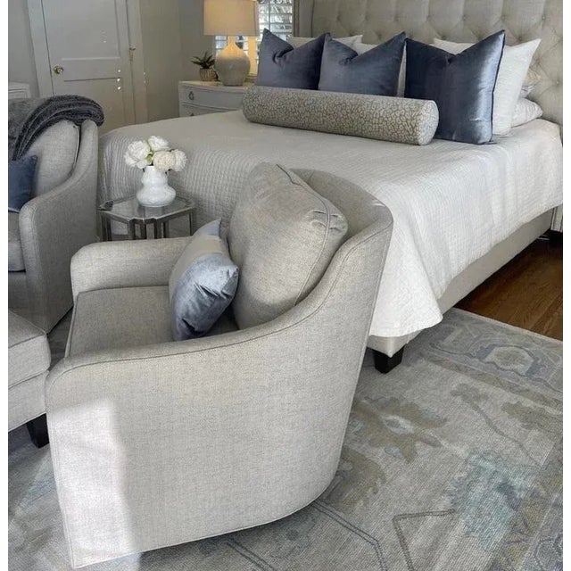 Traditional Modern Handknotted Oushak Rug in Shades of Blue with Taupe & Grey, 5' x 7' For Sale - Image 3 of 10