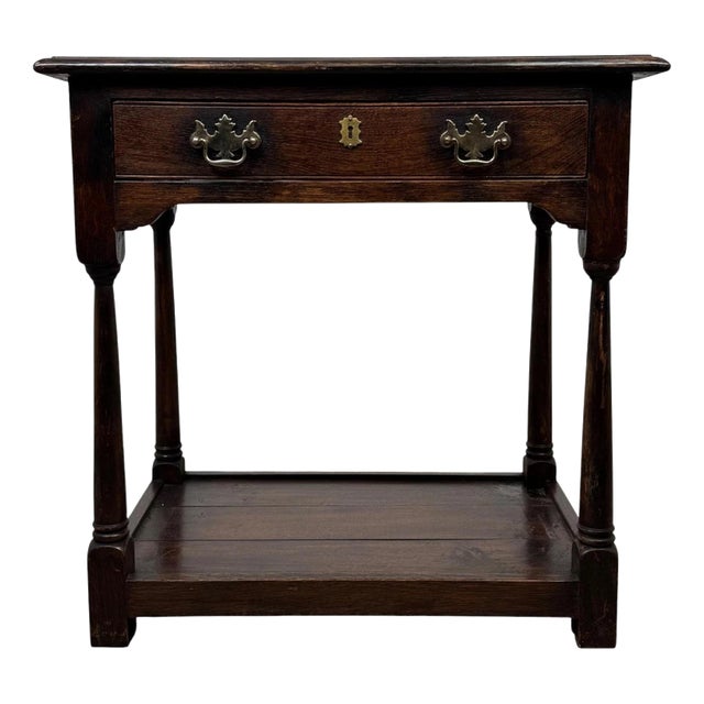 Antique Georgian English Oak Side Table For Sale