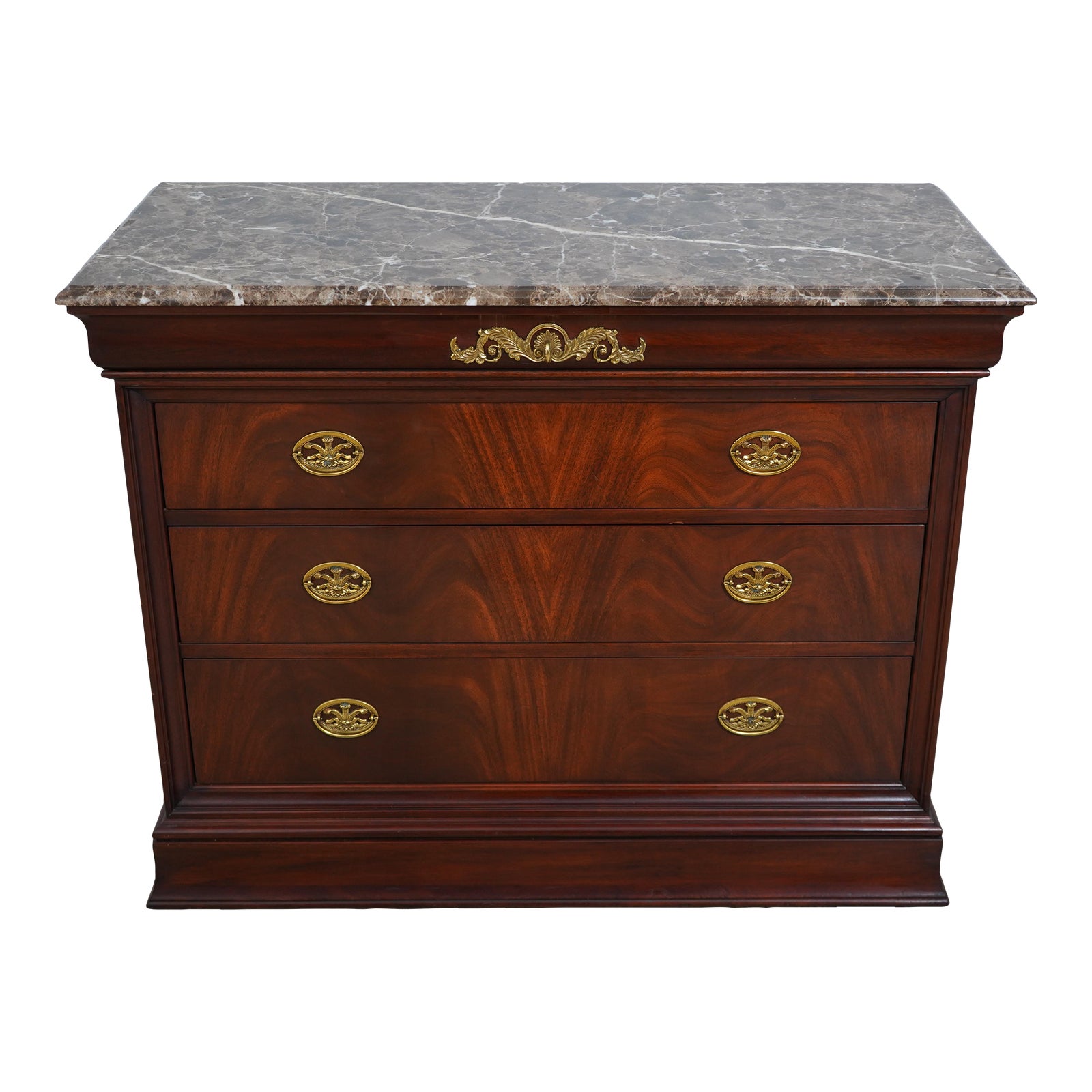 Henkel Harris Marble Top Empire Style Mahogany Chest Chairish