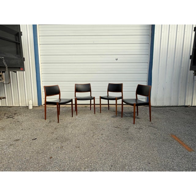 Mid 20th Century Set of Four Niels Otto Møller Model 80 Danish Modern Dining Chairs for j.l. Møllers Møbelfabrik For Sale - Image 5 of 12