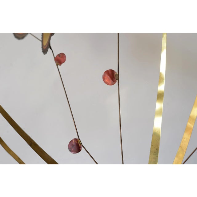 1970s Mid Century Modern Brass Butterfly on Plant Sculpture For Sale - Image 9 of 13