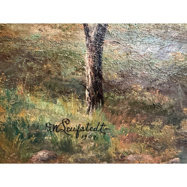1907 American-Sweden Artist Gustav W. Leufstedt 1867-1909 Antique Landscape Art For Sale - Image 9 of 13
