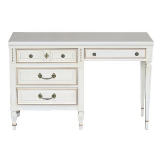Vintage French Provincial Cream Desk of Four Drawers For Sale