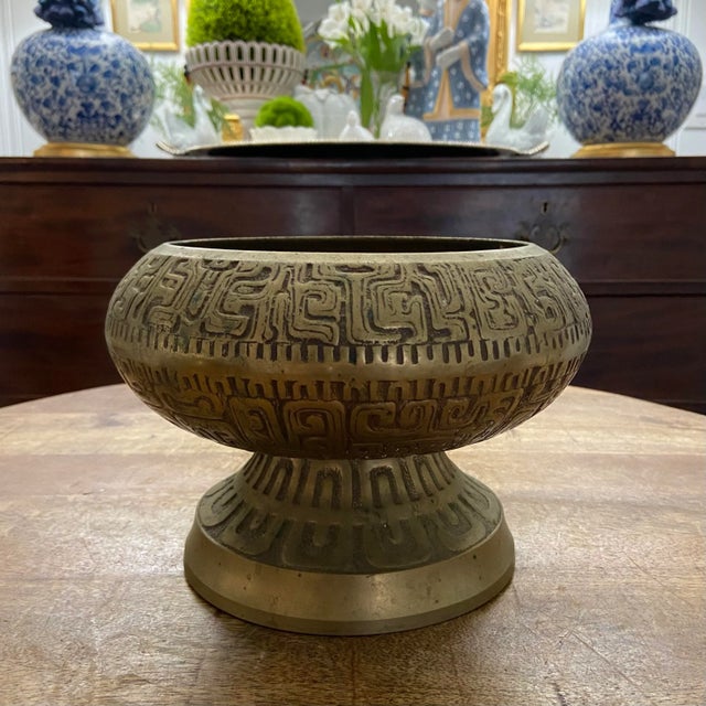 Mid-Century Modern Vintage Mid-Century Century Brass Footed Cachepot For Sale - Image 3 of 7