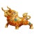 Late 20th Century Gilt Bronze Cloisonné Enamel Ox Figure With Coin Motif For Sale
