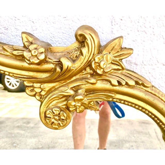 Gold Large Early 20th Century Ornate Gold Rococo Mirror For Sale - Image 8 of 13