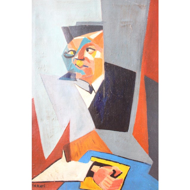 Mid-Century Modern Composition, Oil Painting, 1950s, Framed For Sale - Image 11 of 15