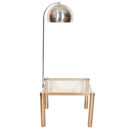 Rare Laurel Mid Century Chrome Arc Lamp-Table W/ Glass Top For Sale