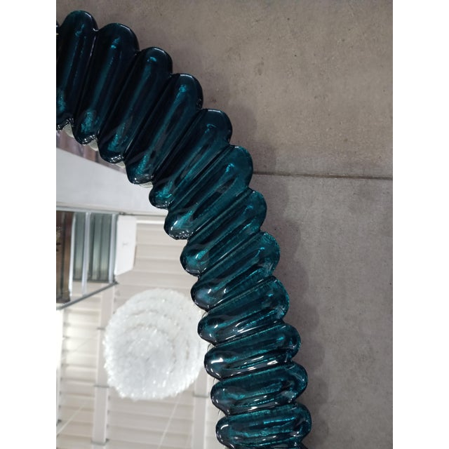Mid-Century Style Italian Oval Mirror in Murano Glass and Brass, 2000 For Sale - Image 6 of 11