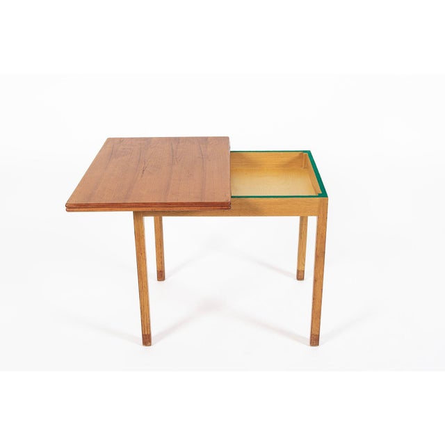 Ejner Larsen Mid-Century Danish Small Wood Extendable Dining or Game Table by SKM For Sale - Image 4 of 12
