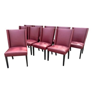 Set of 10 Joseph Jeup Modern Burgundy Leather Dining ChairsR For Sale