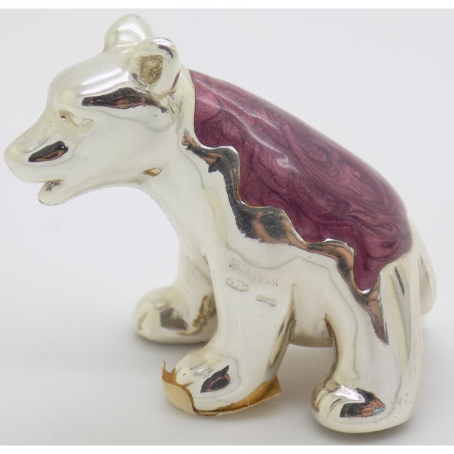 Italian Vintage Italian Handmade Genuine Sterling Silver Enameled Bear Cub Figurine Ottaviani Rome 925 Animal Miniature Cabinet Curiosity Rare Decor For Sale - Image 3 of 11