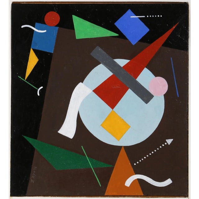 1960s Seymour Zayon Geometric Figures (After Kandinsky), Oil Painting by Seymour Zayon circa 1960 For Sale - Image 5 of 5