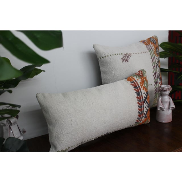 Mid-Century Modern Turkish Kilim Decorative Pillow Cover - 16”x16" & 10.5"x20" For Sale - Image 3 of 13