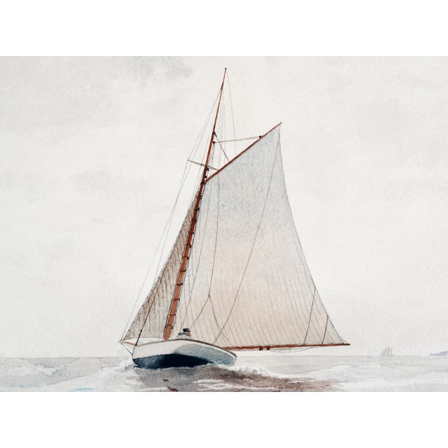 Vintage maritime artwork reproduced from Sailing off Gloucester (ca. 1880) by American artist Winslow Homer. This serene...