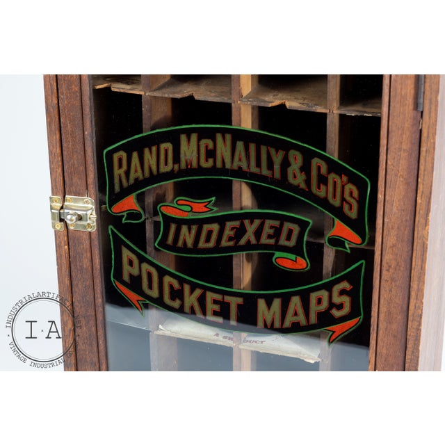 Brown Antique Rand McNally & Co Pocket Map Cabinet For Sale - Image 8 of 9