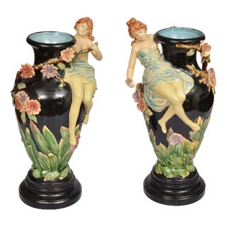 20th Century Faience Vases, Set of 2 For Sale