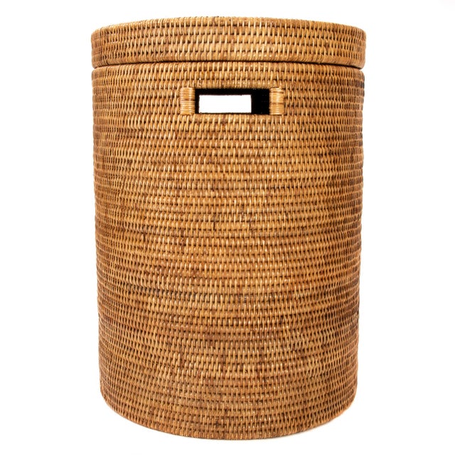 Artifacts Rattan Round Hamper with Cotton Liner Chairish