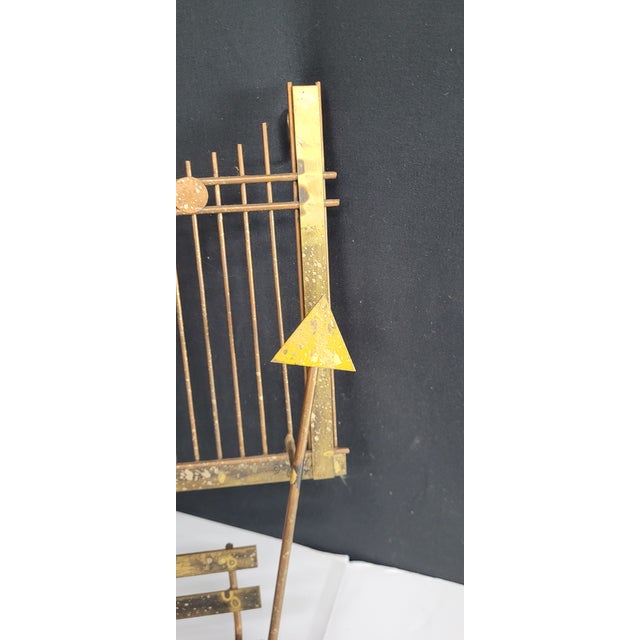 1970s Mid Century Modern Trees Umbrella Metal Brass Wall Art Rainy Day at the Bus Stop For Sale - Image 9 of 9
