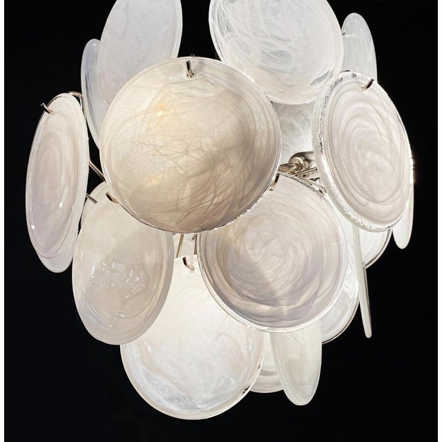 Vintage Italian Murano Chandelier with 24 White Disks, 1980s For Sale - Image 11 of 18