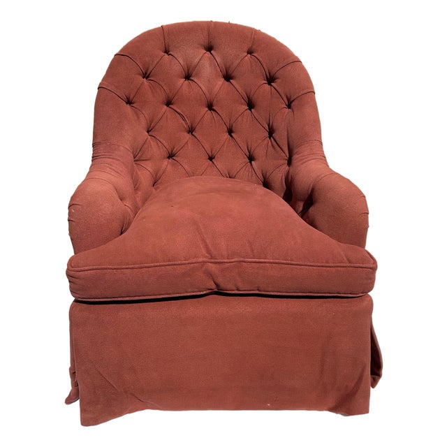 1990s Bench-Made Tufted Lounge Chair in Rose Tarlow Fabric For Sale