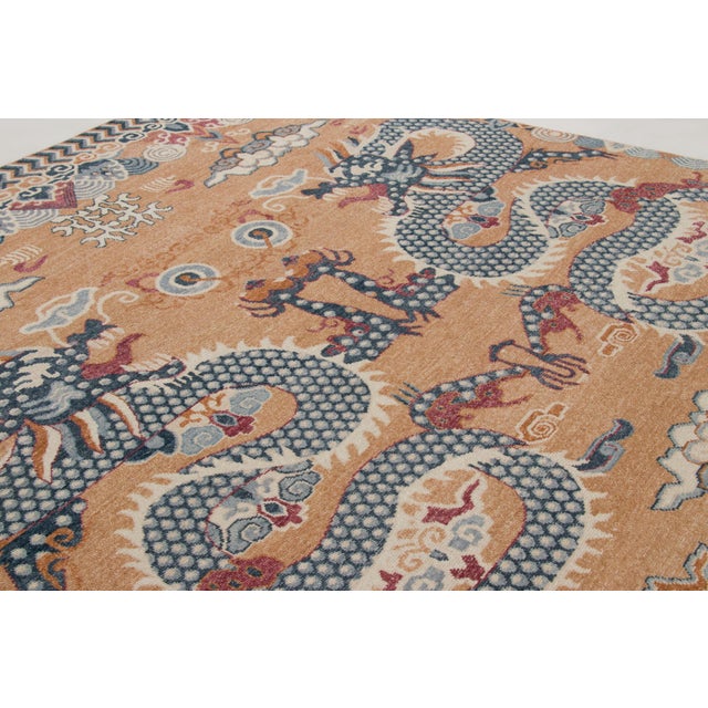 Rug & Kilim Contemporary Chinese Dragon Pictorial Distressed Wool Rug by Rug & Kilim, India For Sale - Image 4 of 10