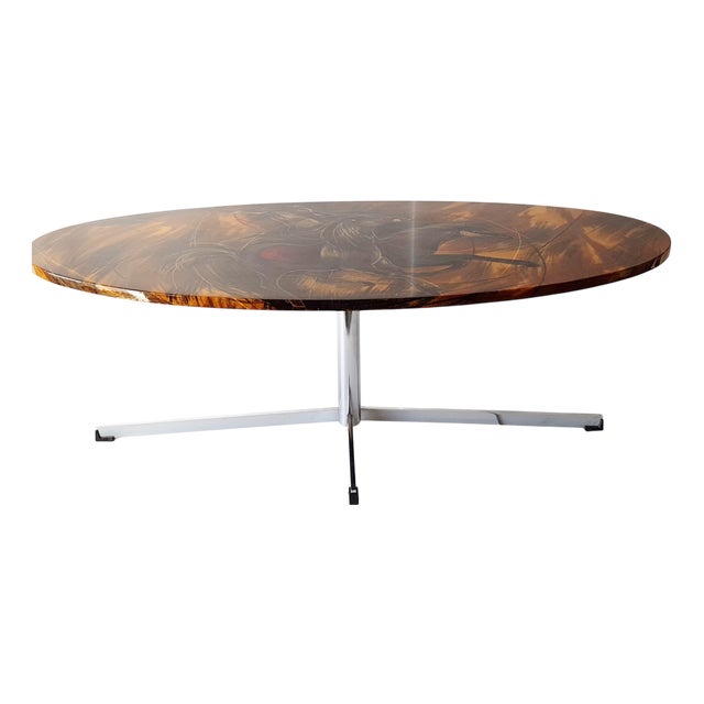 Plastic Resin Coffee Table with Horses, 1960s-1970s For Sale