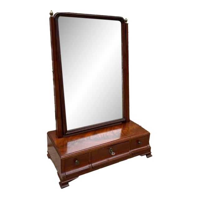 Antique 19th Century Federal Style Flame Mahogany Shaving/Dressing Table Top Dressing Table For Sale