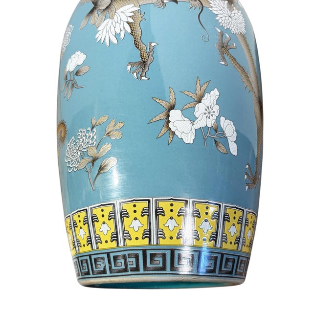 Chinoiserie Famille Rose Style Porcelain Dragon Vase 17" H For Sale - Image 11 of 13