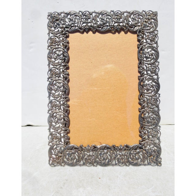 Gray Circa 1900 Silverplate Metal Frame For Sale - Image 8 of 9