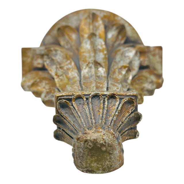 Vintage 1980s Gilded Wall Brackets Pair | Ornate Italian Style Acanthus Leaf Resin Corbels | Regency Hollywood Glam Wall Shelves Decor For Sale In Tampa - Image 6 of 18