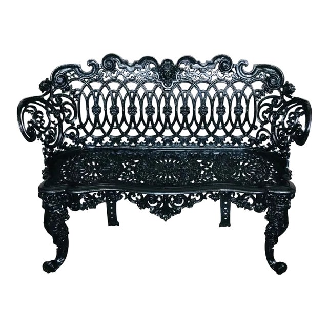 Mid 19th Century Victorian Betsy Ross Cast Iron Garden Bench For Sale