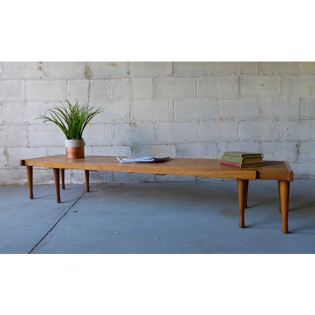 Mid Century Modern Expandable Slat Bench