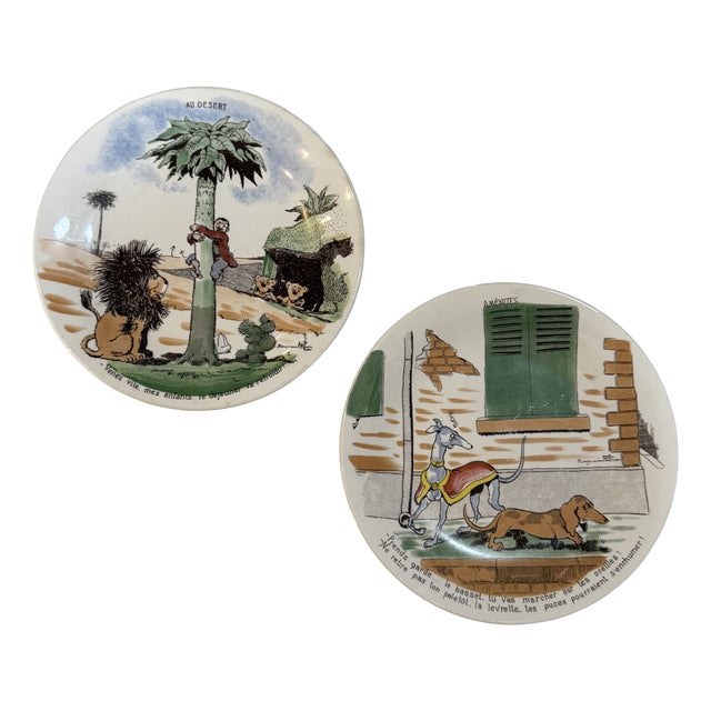 Vintage Sarreguemines Plates, Set of 2 For Sale