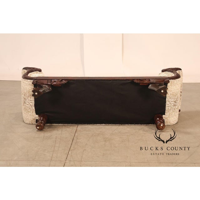 Antique American Upholstered Empire Style Carved Mahogany Sofa For Sale - Image 11 of 18