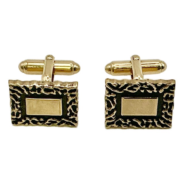 1950s Mid-Century Boho Chic Brutalist Hollywood Regency Cuff Links - A Pair. For Sale