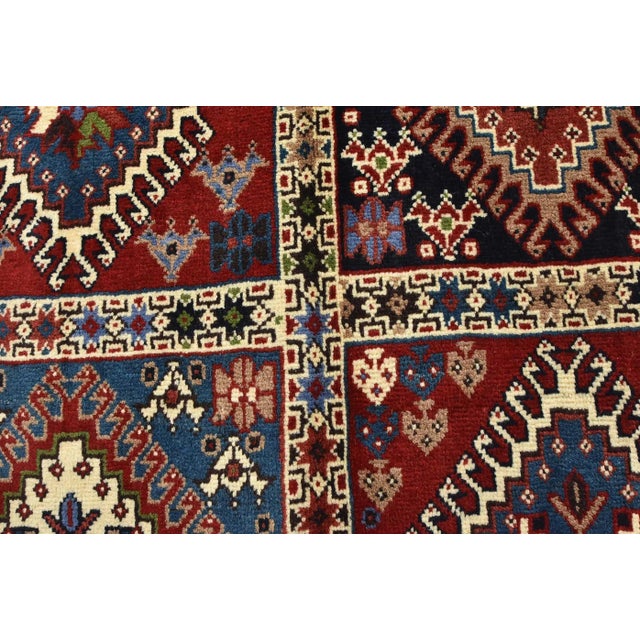 Blue Yalameh Rug 4'11'' X 6'7'' Multicolor Wool Vintage Tribal Hand-Knotted Carpet For Sale - Image 8 of 14
