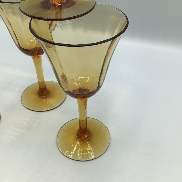 Traditional Vintage Amber Crystal Port Glasses - Set of 7 For Sale - Image 3 of 12