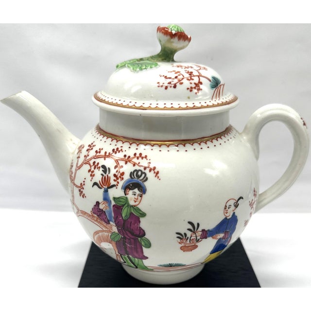 Ceramic Antique 18th Century First Period Worcester Porcelain Teapot Mandarin Pattern Dr Wall Era For Sale - Image 7 of 16