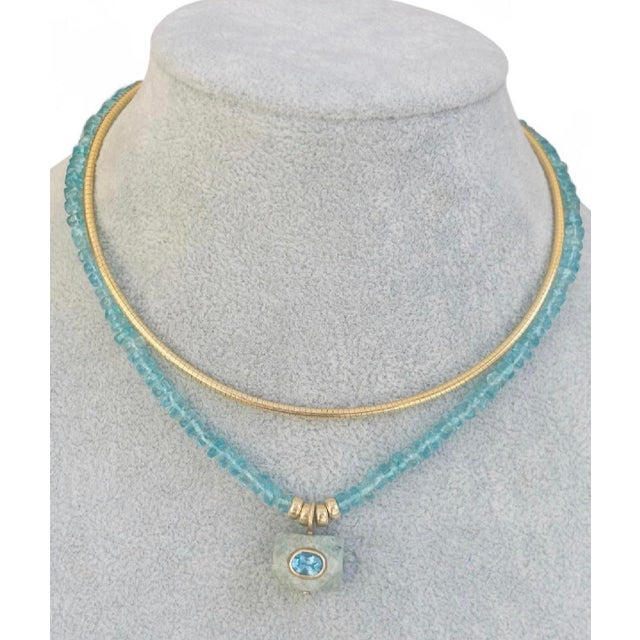 Metal Apatite Pendant Necklace With 14k Gold For Sale - Image 7 of 12