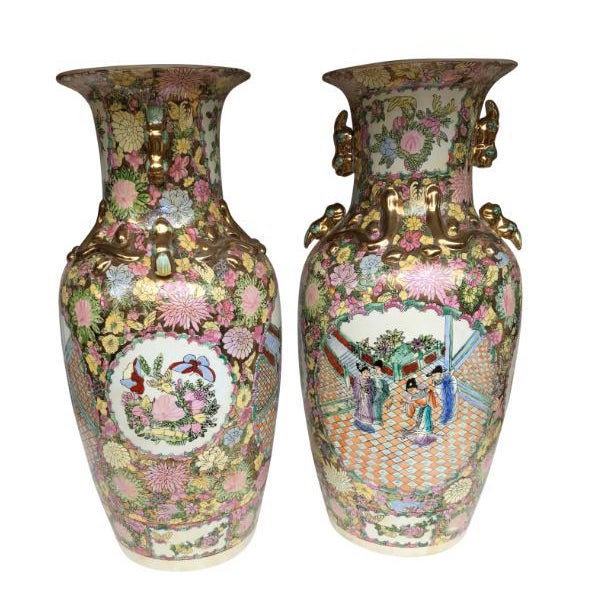 Large China Vases, 20th Century, Set of 2 For Sale - Image 3 of 10