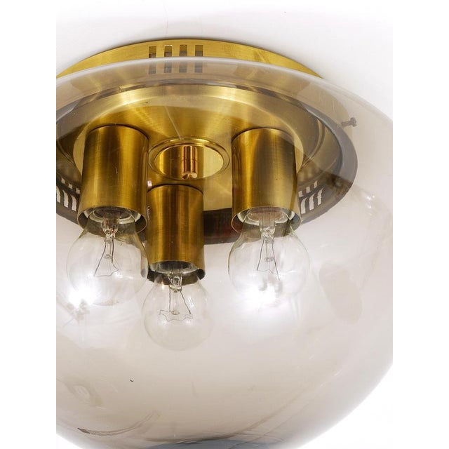 Gold Mid-Century Glass Globe Flushmount from Peill & Putzler, Germany, 1970s For Sale - Image 8 of 14
