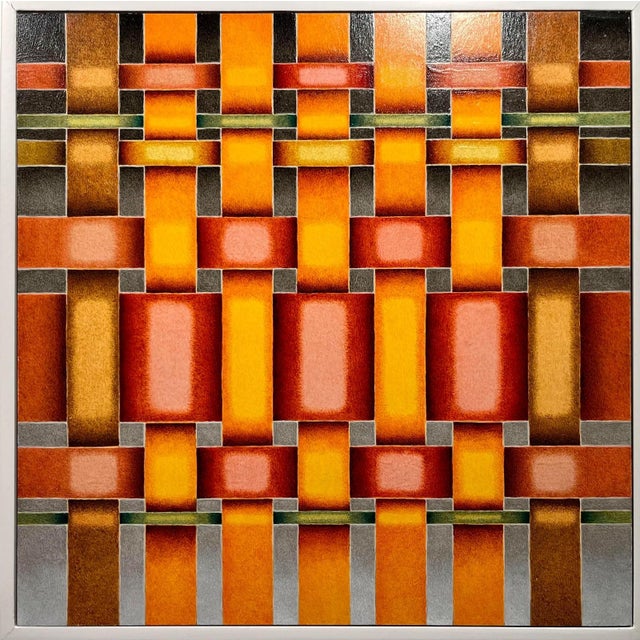 2011 Original Gouache and Synthetic Resin Painting on Panel by MARK LEONARD Title: Weaving #16 (For David) Dimensions:...