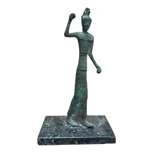Vintage Figurine Sculpture of Warrior With Base.